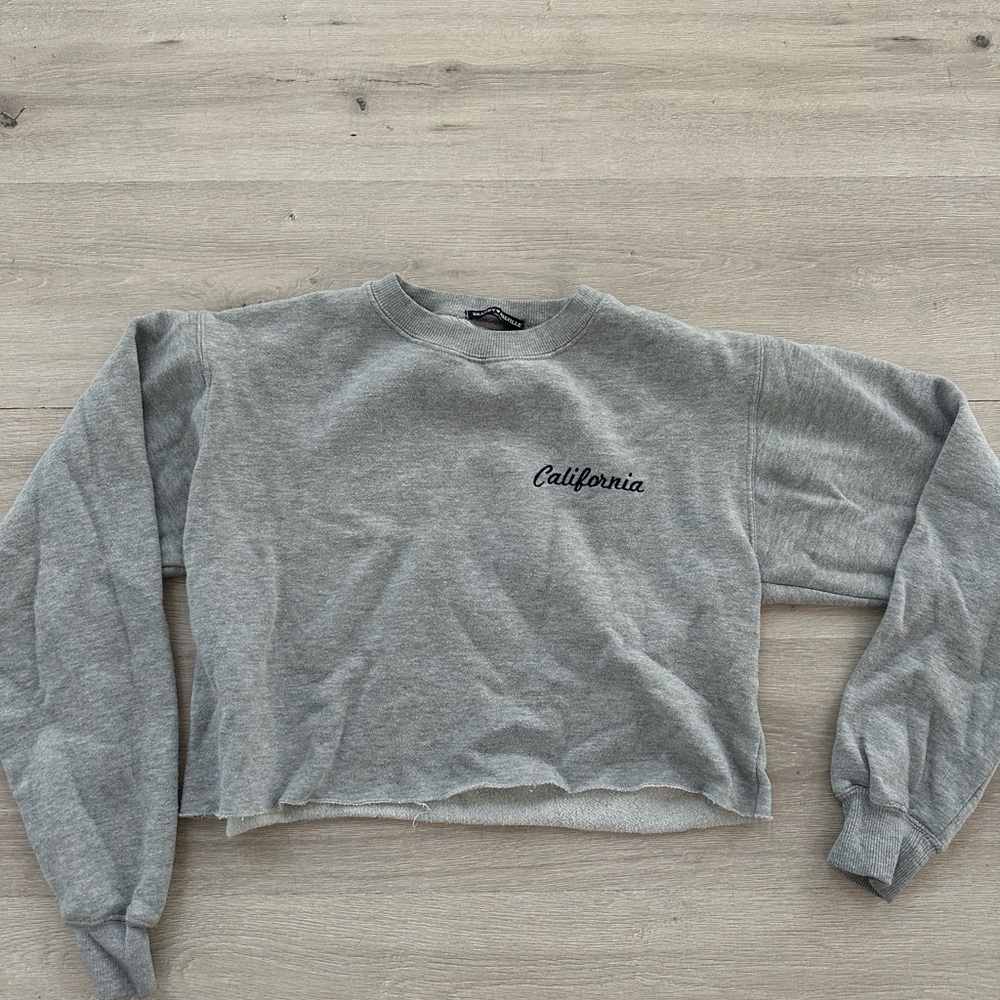 Brandy Melville Gray Boxy Cropped Sweatshirt